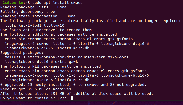 use APT to install Emacs text on Ubuntu