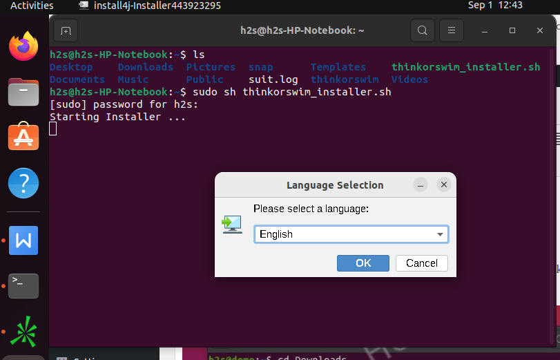 start thinkorswim install on Ubuntu 22.o4