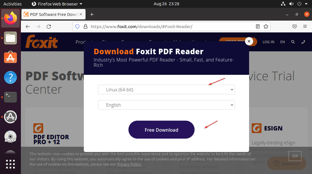Download Foxit Free PDF reader for Linux